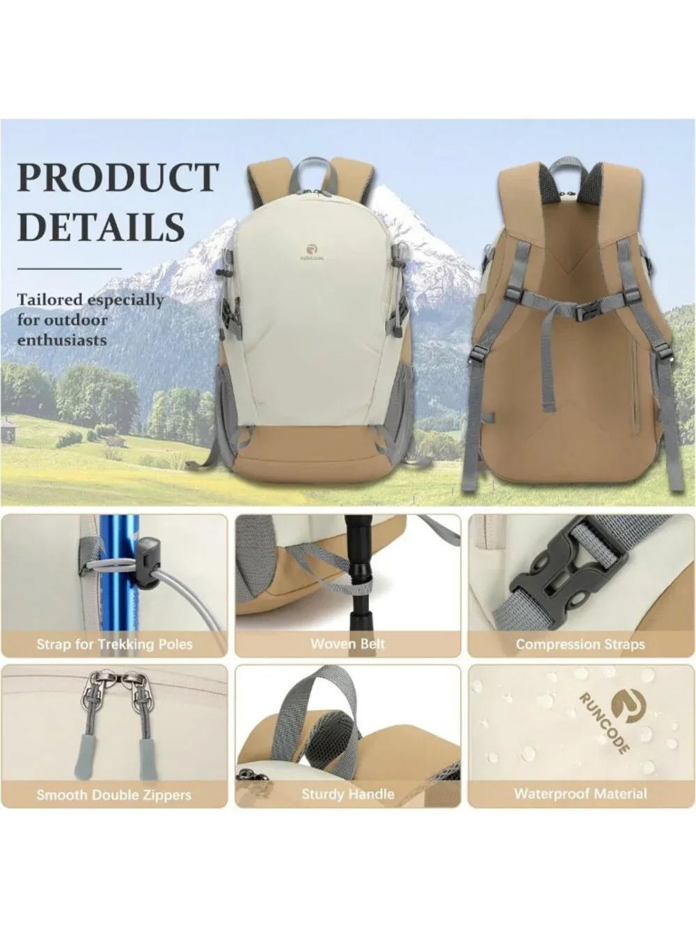 Lightweight 25L Hiking Backpack for Men & Women | Travel Camping Daypack